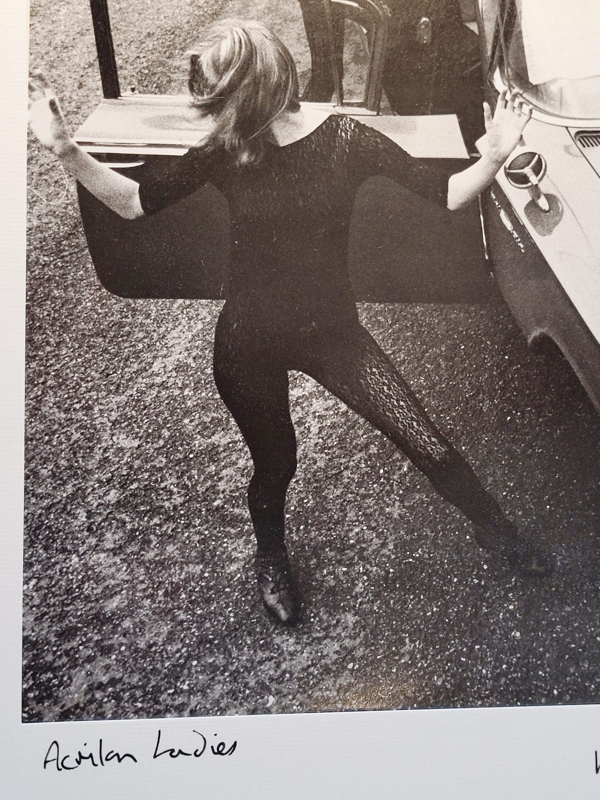 Acrilan sixties country road-block, rebellious sunglass-bearing gals and vehicles, by Michael Joseph