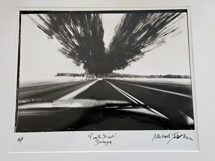 Streaky road, avenue of plane trees in motion, black and white one-off authentic darkroom print