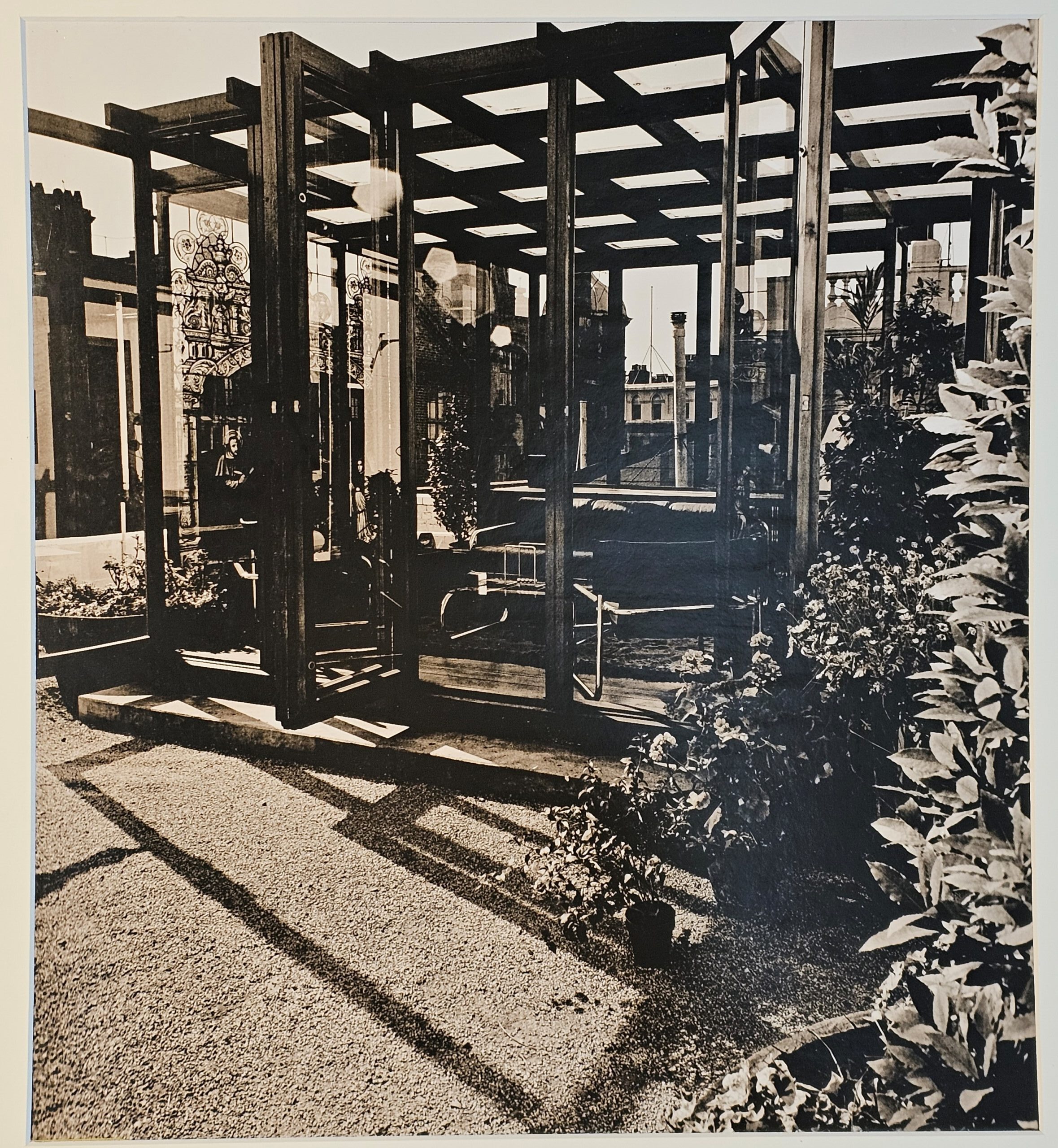 West Central Street Rooftop garden room structure, stained glass at photographer's studio by Michael Joseph