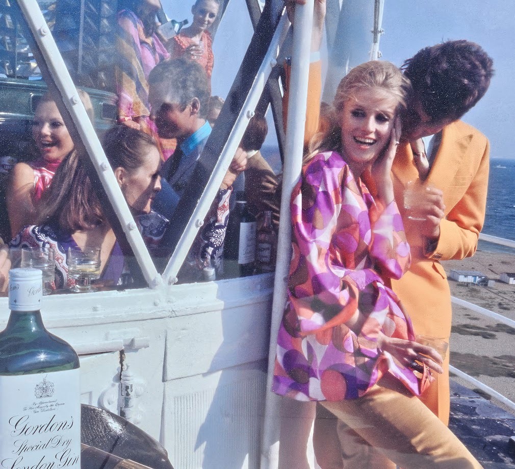 Gordon's gin lighthouse party - six couples having a drinks party, limited edition poster by Michael Joseph