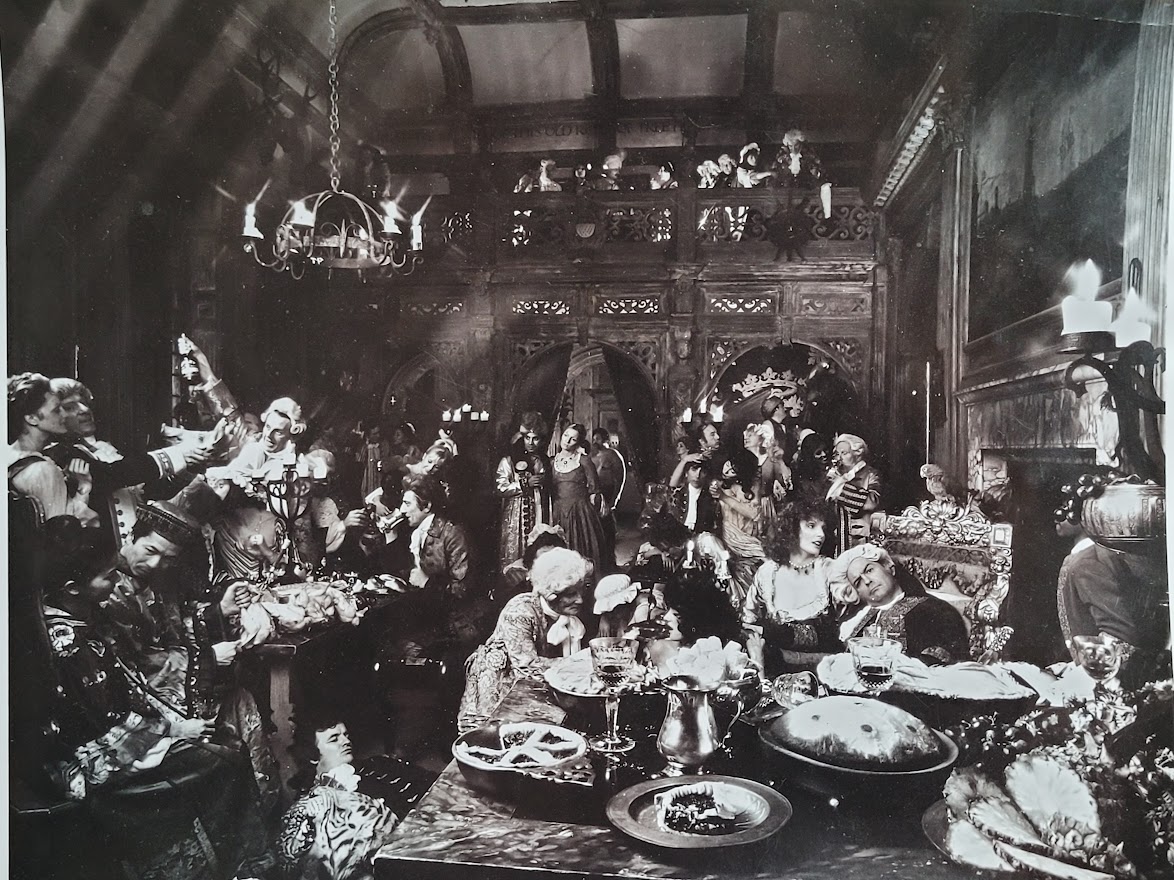 Lord Offley orgy, merrily drinking Port with his friends, black and white by Michael Joseph