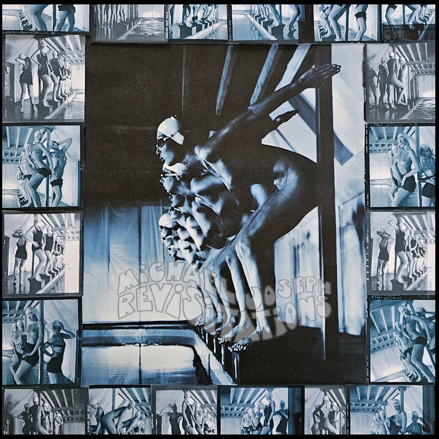 Collage Prêt à plonger (bordure de planche contact), Collection Pool ladies, Photographie publicitaire londonienne Carte postale de Michael Joseph