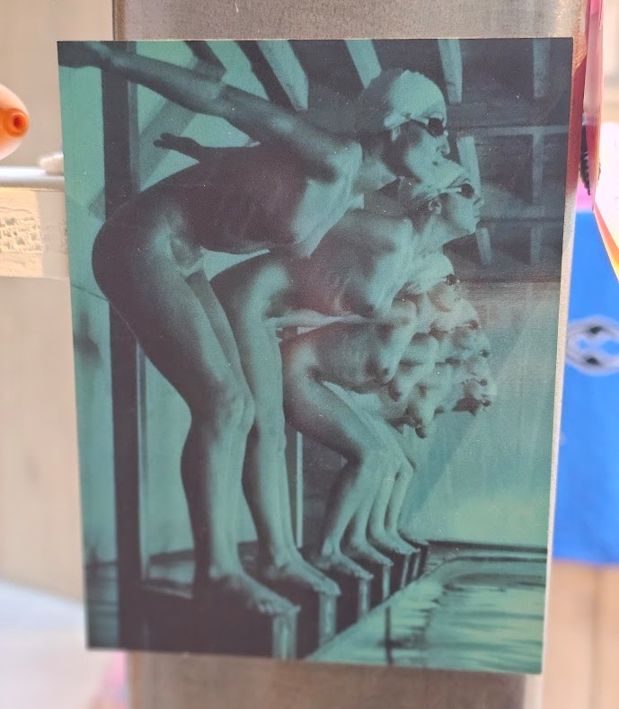 Aimant Turquoise Pool Ladies, Prêtes à plonger Aimant filles nues prêtes à plonger au bord de la piscine, photo par Michael Joseph