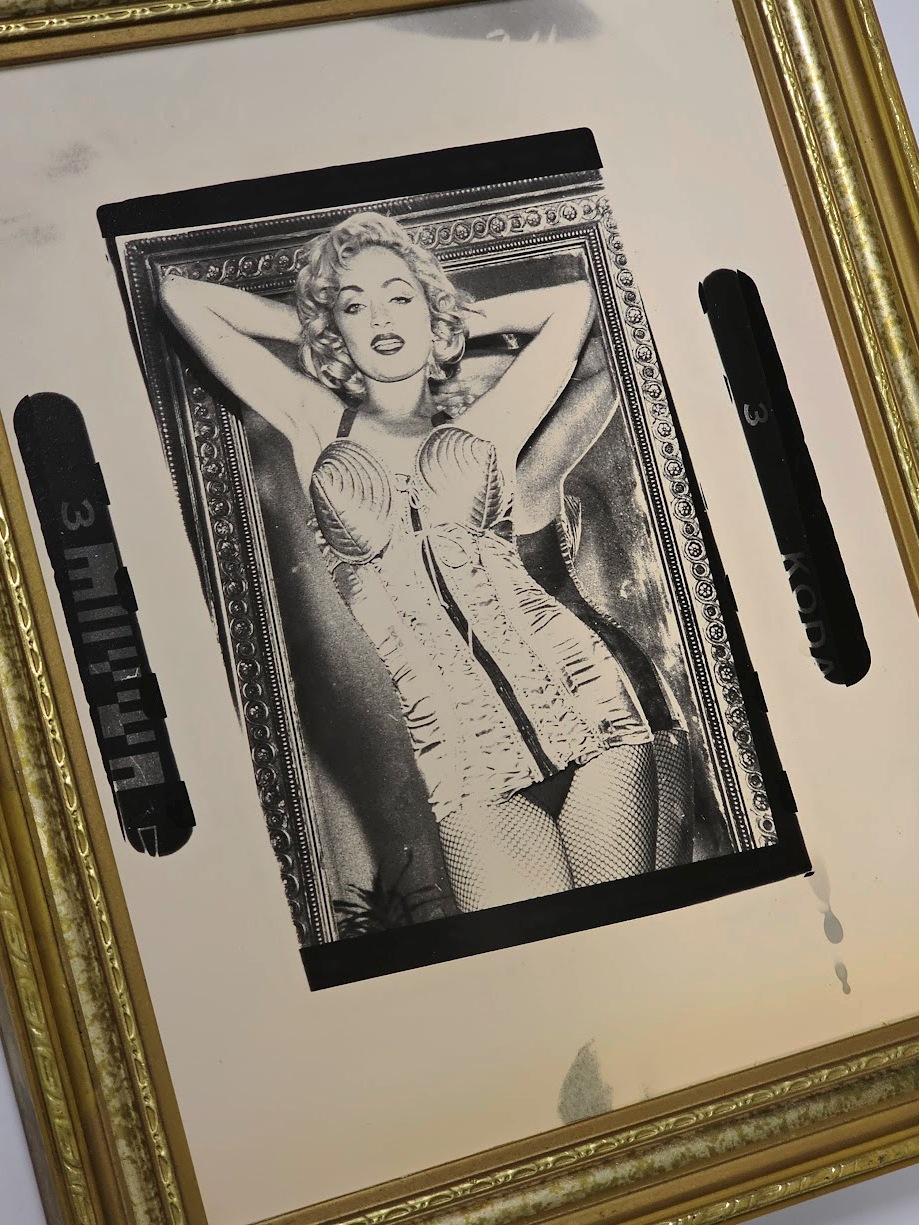 Marilyn Monroe Lookalike grainy print in goldy frame by Michael Joseph