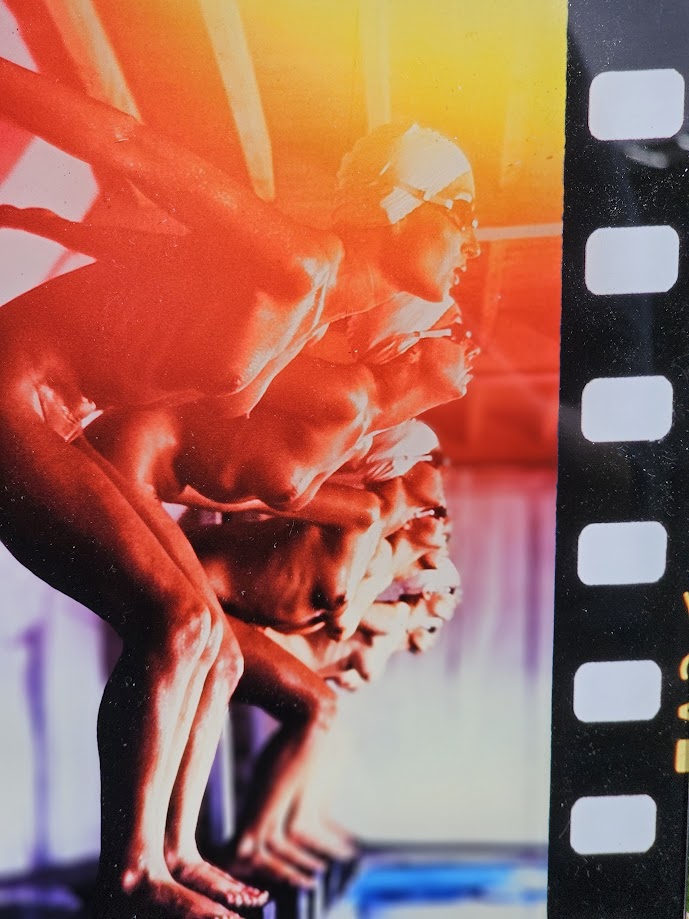 Multicolour ready to dive - pool ladies, photo on acrylic, square format